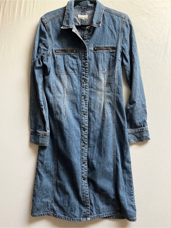 jacob annexe Jackets & Blazers - Jacob Annexe Vintage Blue Denim Button-Front Long Jacket Coat S